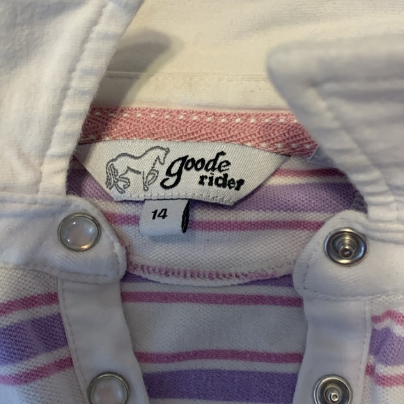 Goode Rider Striped Purple pink Polo  equestrian dressage Shirt 14 Pearl snap - Picture 2 of 5